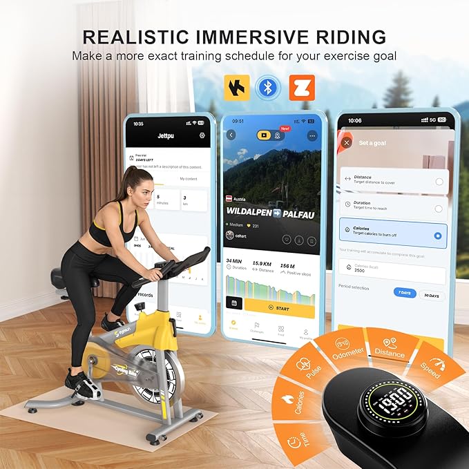 Exercise Bikes for Home,Spin Bike with Adjustable Magnetic,Brake Pad Resistance Silent Belt Drive,350lbs/300lbs Weight Capacity &Upgraded Version Seat for Home Cardio&Weight Loss(QM-530W)