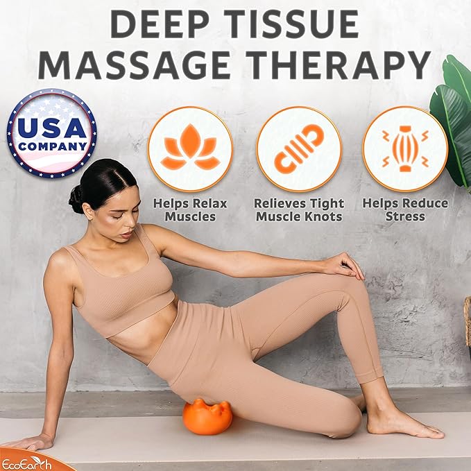 EcoEarth Hip Massager for Psoas Release (Firm) - 14 Massage Nodes for Sciatica & Piriformis Syndrome Pain Relief - Trigger Point Deep Tissue Massage Tool for Hip & Lower Back Pain
