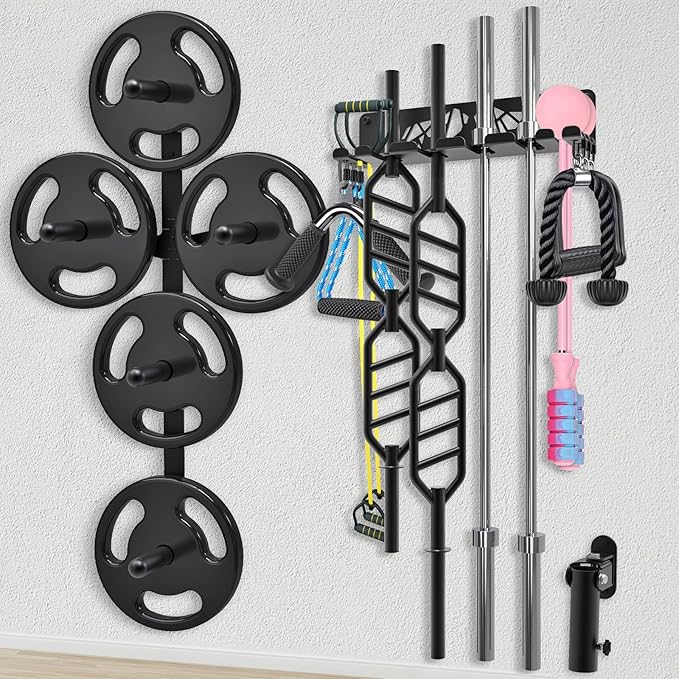 Kipika Weight Plate Storage Rack - Wall Mounted Weight Plate Holder with Durable Steel Construction Organizer for Olympic Plates, 1000lb Capacity, Space-Saving for Home Gym