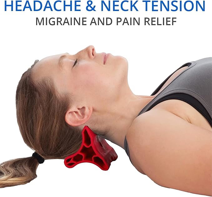 Body Back Davinci Tool (Red) -USA Made- Hard Rubber Neck Tension Relief & Pressure Point Massage Tool - Occipital Release Tool - Cervical Traction Device- Suboccipital Release Device - Neck Stretcher