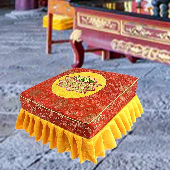 Kneeling Stool Floor Seat with Detachable Washable Cover for Adults Nonslip Meditation Bench Tatami Seat for Yoga Prayer Home 18.50x18.50x9.84inch- Red Set