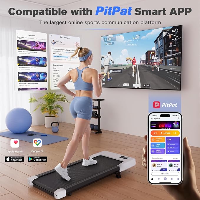 Walking Pad, 6% Walking Pad with Incline, No-Assembly Walking pad Treadmill with APP and Remote Control, LED Display, 2.5 HP Quiet Under Desk Treadmills, 300 lbs Capacity