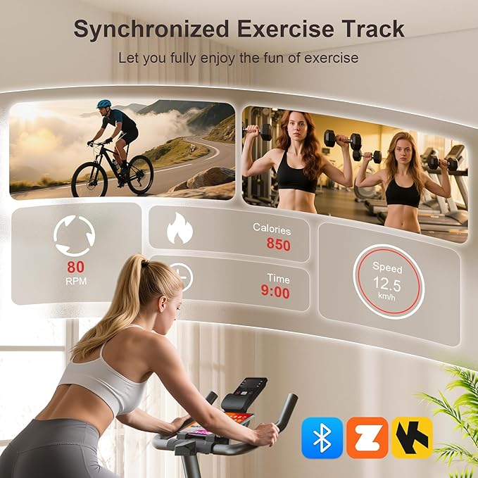 Exercise Bike for Home – 350LB Indoor Cycling Bike, Silent Stationary Spin Bike with App Sync, Adjustable Seat, LCD Monitor, Smooth & Quiet for Cardio Workout