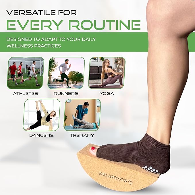 Soxsense Half Moon Recovery Block & Calf Stretching- Improve Balance, Stability & Foot Mobility/Calf Stretcher for Plantar Fasciitis Relief/Yoga & Pilates Balance Trainer