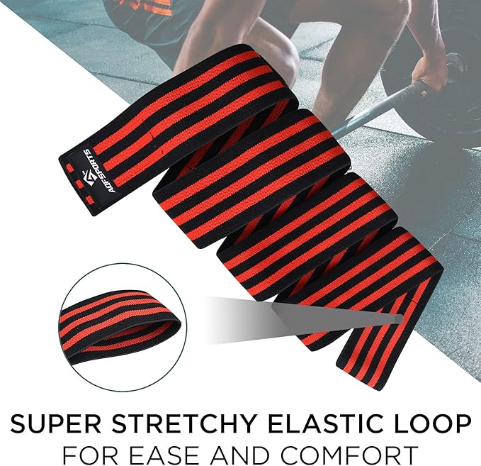 AQF Knee Wraps Weight Lifting Bandage - IPL and USPA Approved Gym Knee Support - Heavy Duty 78” Elasticated Support Straps Guard Powerlifting, Squatting (Pair)