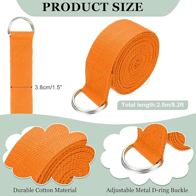 Yoga Strap for Stretching, Athletic Stretch Band with Adjustable Metal D Ring Buckle Yoga Bands