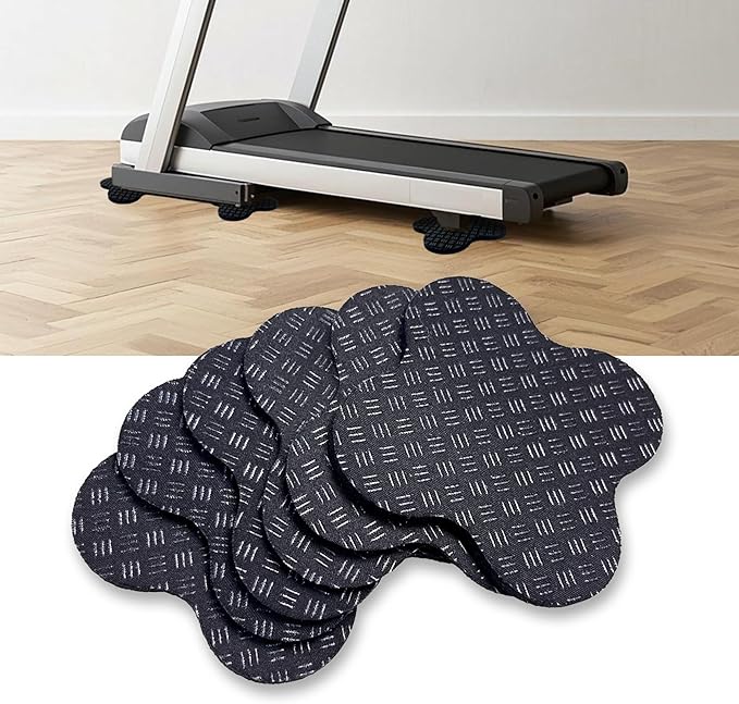 6 Pack Treadmill Pads - Anti-Slip & Anti-Vibration Exercise Equipment Mats - Floor Protectors for Hardwood & Carpet, Noise Reducing Stabilizer Feet for Bike, Elliptical, Rower (Quatrefoil, 4"x4"x0.2")