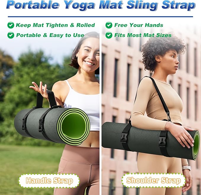 Cosmos Portable Yoga Mat Strap Mat Sling Picnic Blanket Strap with Adjustable Shoulder Strap & Handle for Festivals Picnics Camping Motorcycle Bedroll Pilates