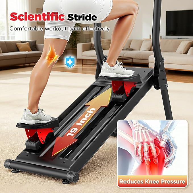 Magnetic Stair Stepper for Home,Vertical Climber Adjustable Resistance Up to 77LBS,Folding Compact Cardio Stair Climber with 350LBS Weight Capacity,19''Extended Stride