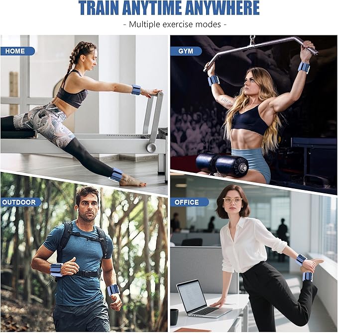 Wrist & Ankle Weights for Women and Men, 2lbs/4lbs Pairs Adjustable Silicone Weighted Bangles for Arm & Leg Workouts, Perfect for Pilates, Barre, Yoga, Walking & Home Fitness 24055
