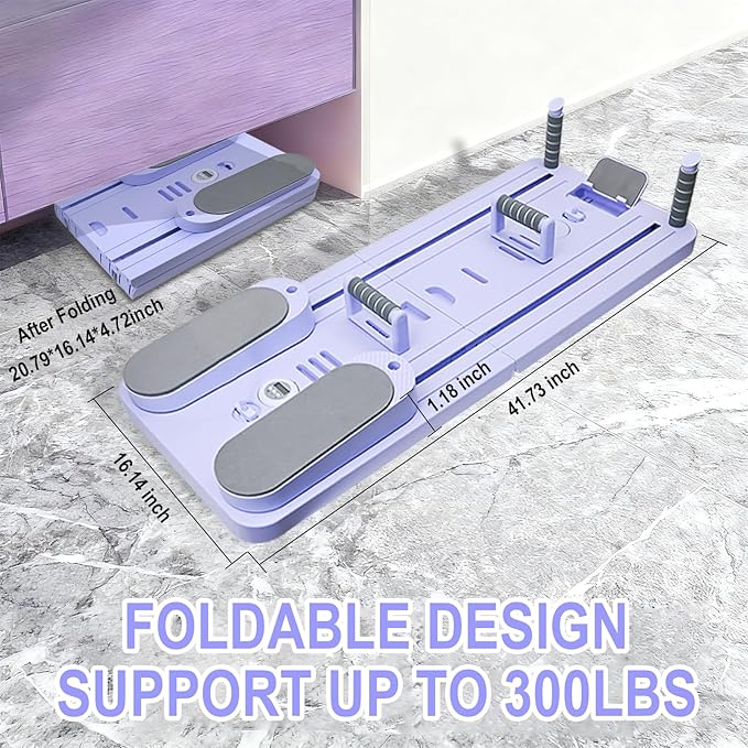 Foldable Pilates Reformer Set, Pilates Board with Phone Holder, Multi-Purpose Pilates Reformer Machine, Portable Home Pilates Slider Board Equipment for Home Workout, Fitness, Exercise, Abs