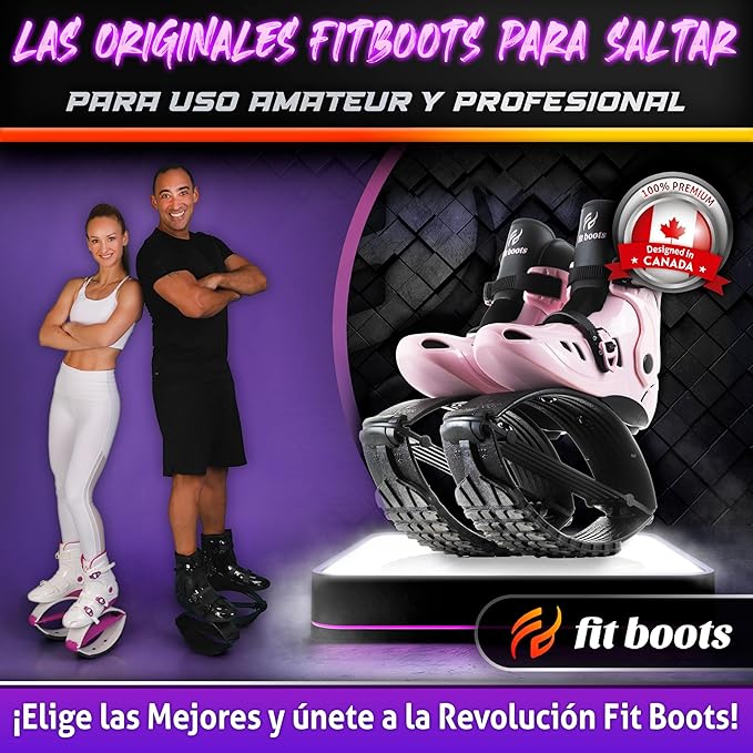 FIT BOOTS for Women Exercise - Premium Moon Shoes for Jumping, Kangaroo Shoes for Training, Cardio & Fun, Joint-Friendly, Rebounder Jumps Boots for Adults & Kids, Bouncy Workout (Women-Pink)
