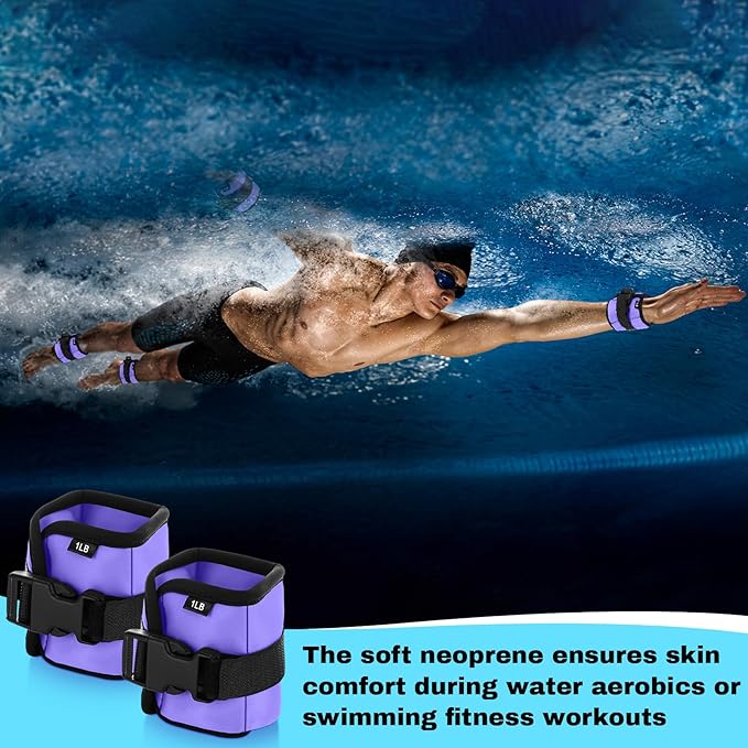 2 Pairs Ankle Wrist Weights for Land or Aquatic Exercise Aqua Cuffs Aqua Aerobics Fitness Bands for Ankle and Wrist Adjustable Weights for Swimming Pool Workout Equipment