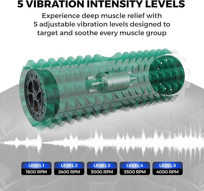 Nordic Lifting Vibrating Foam Roller w/ 5-Speed Vibration – High-Density EVA Foam for Deep Tissue Massage, Relaxation & Mobility Support
