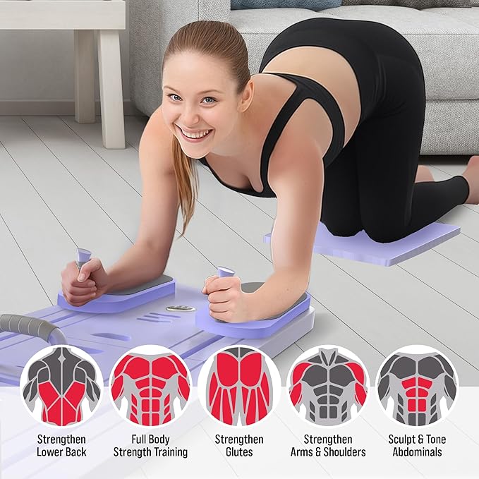 Pilates Board, Foldable Pilates Reformer Set for Home, Multifunctional Portable Pilates Reformer Board, Pilates Machine for Home, Pilates Equipment, Pilates Board Kit with Yoga Mat and Timer