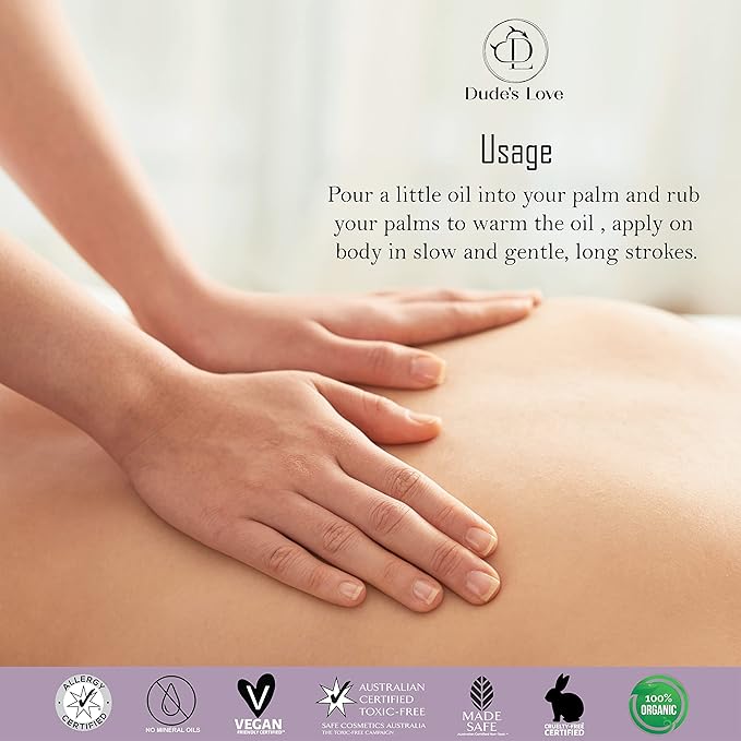 Organic - Edible Floral Sensual Massage Oil for Couple - Lickable | Serenity Scent for Intimate Sexual Moments - No Stain & Non-Sticky | with Coconut Oil, Orange Blossom & Lavender