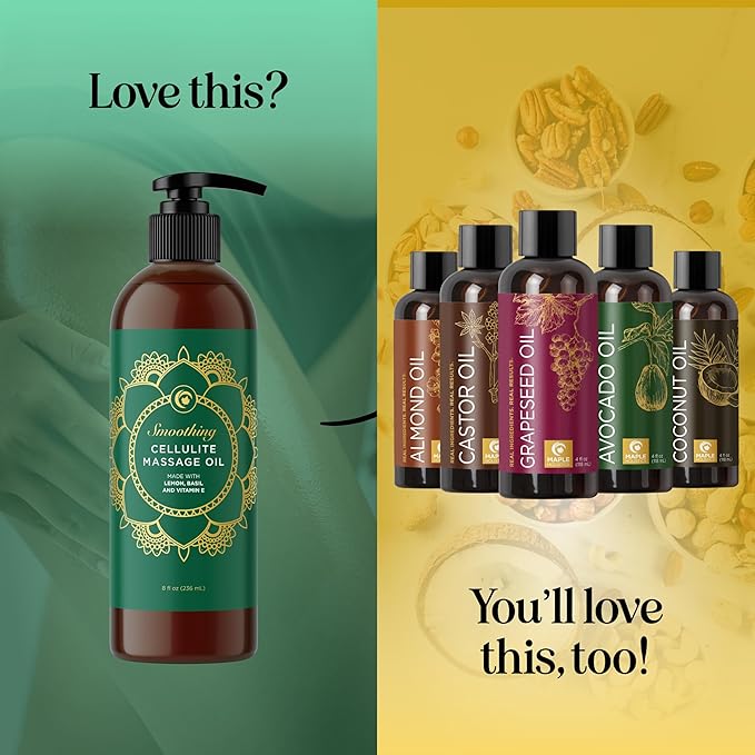 Smoothing Anti Cellulite Massage Oil - Slimming Cellulite Oil with Clinically Studied ShapePerfection for Enhanced Microcirculation and Body Contouring - Vegan Non GMO & Gluten Free (8 Fl Oz)