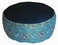 Meditation Cushion Zafu Pillow - Buckwheat and Kapok Fill - Indochine Floral Teal