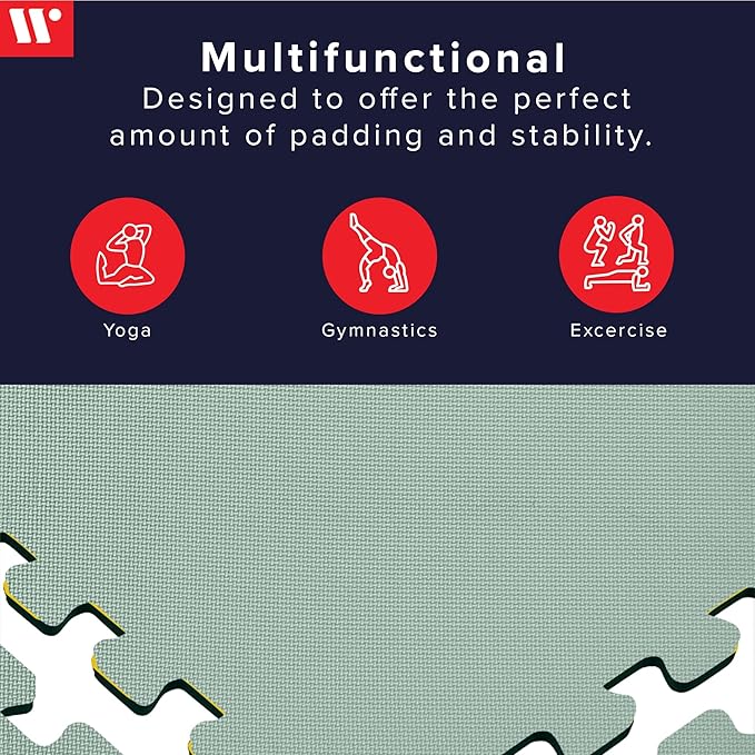 We Sell Mats 3/8" Thick Multipurpose EVA Foam Exercise Floor Mat, Interlocking Tiles, Anti-Fatigue for Home or Gym