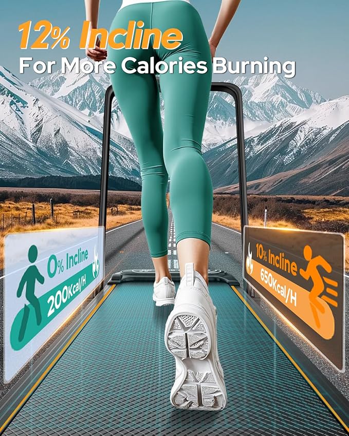 Folding Walking Pad with 15% Incline/RGB Light/Dual Screen Display, 3.5HP Treadmills for Home, Portable Walking Pad Treadmill with Handle Bar and 4 Adjustable Incline, 350lbs Capacity, Smart App