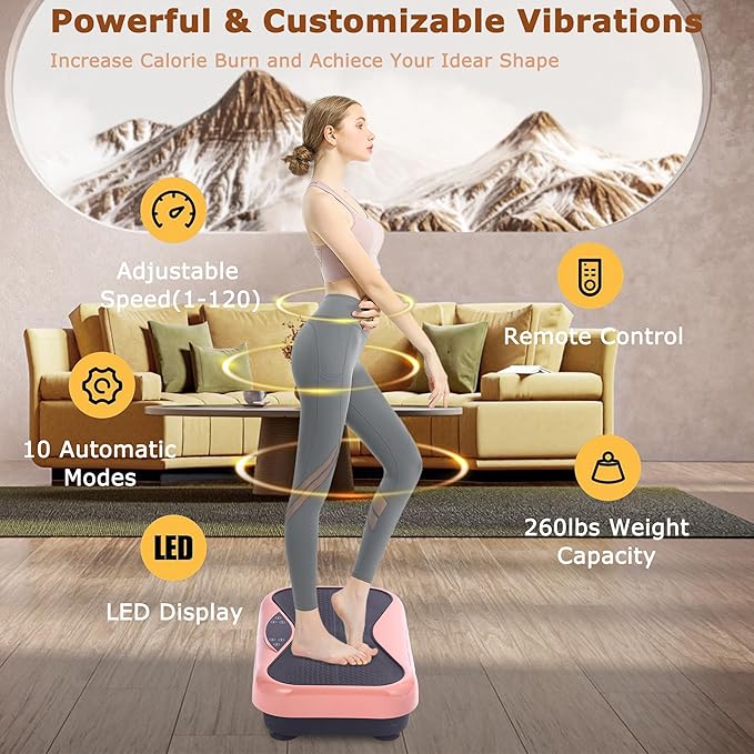 Vibration Plate Exercise Machine Vibration Platform for Weight Loss, Vibration Plate for Lymphatic Drainage Whole Body Power Shaker Home Workout Equipment
