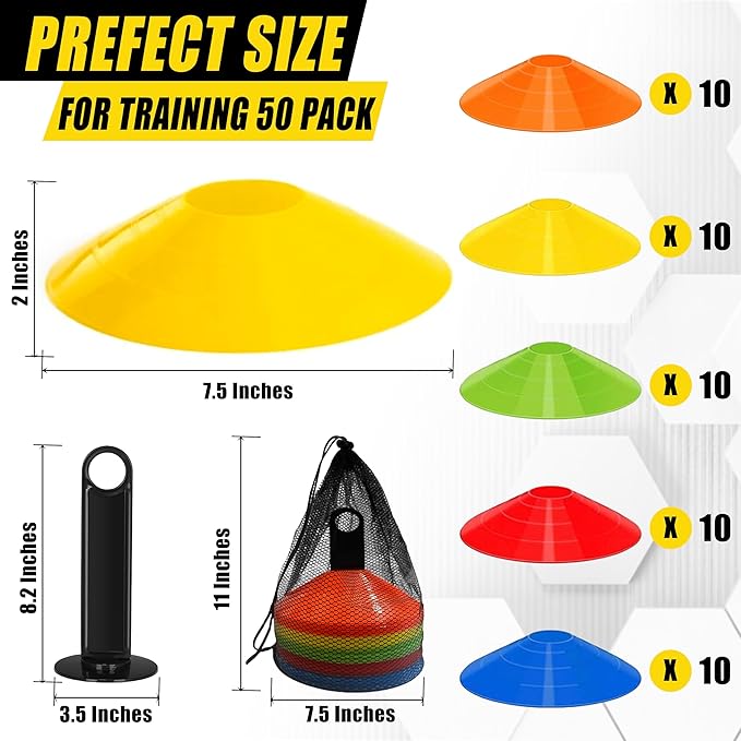 Agility Ladder, Football Training Equipment Set, 20 feet 12 Rungs Speed Ladder,50 Disc Cones,Resistance Parachute, Jump Rope, 5 Resistance Bands for Workout