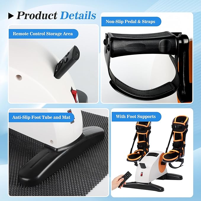 Electric Pedal Exercise Bike with Leg Support, Physical Therapy Exercise Pedal Exerciser Assist Leg, Knee, Foot, Arm Recovery Equipment for Home, Office Elderly
