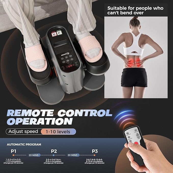Saker Under Desk Elliptical Machine, Electric Seated Pedal Exerciser, Mini Ellipse Leg Exerciser with Display Monitor, Remote Control, Elliptical Machine for The Old and Young Leg Ercise