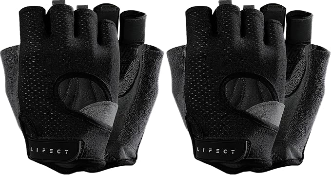 LIFECT Freedom Workout Gloves, Knuckle Weight Lifting Shorty Fingerless Gloves with Curved Open Back, for Powerlifting, Gym, Women and Men
