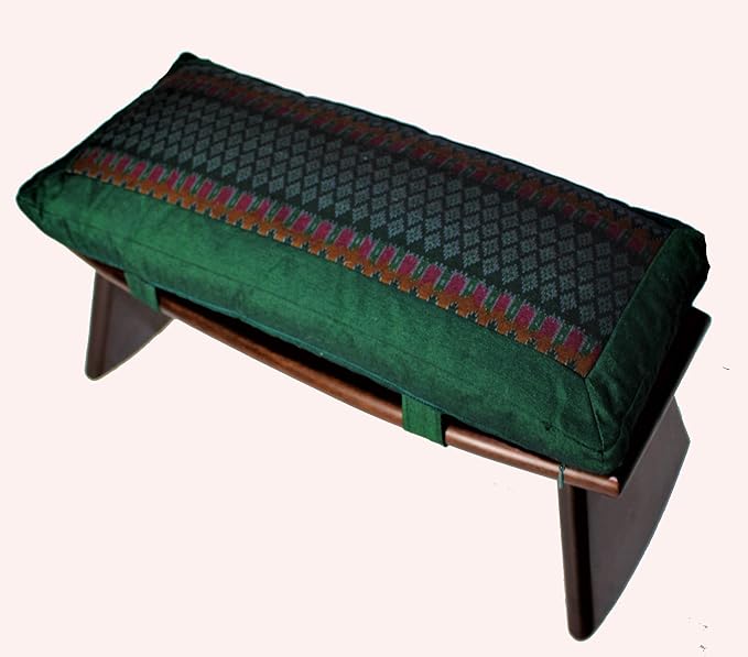 Meditation Bench & Cushion Set - Folding Seiza - Ikat Green