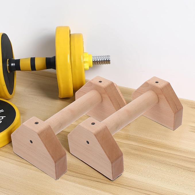 Zerodeko Wooden Push up Bars 2 Pcs Pushup Handles Strength Training Push up Stands Beech Wood 25cm Fitness Accessory for Home and Gym Workout Equipment