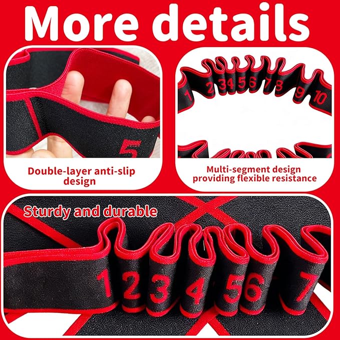 2PCS Fitness Resistance Band for Stretching and Yoga, Number Stretch Resistance Band with Clear Markings, 8-Section Elastic Training Bands for Full Body Stretching Shaping