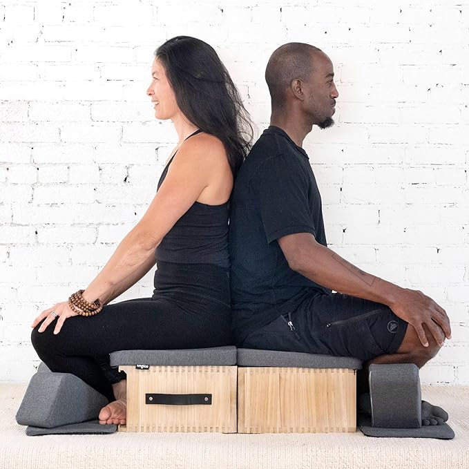 Ungloo Meditation Box Chair with Back Support | Posture Seat with Padded Leg Wedges, Foot Pad and Supportive Backrest | Portable Lightweight Meditation Floor Chair