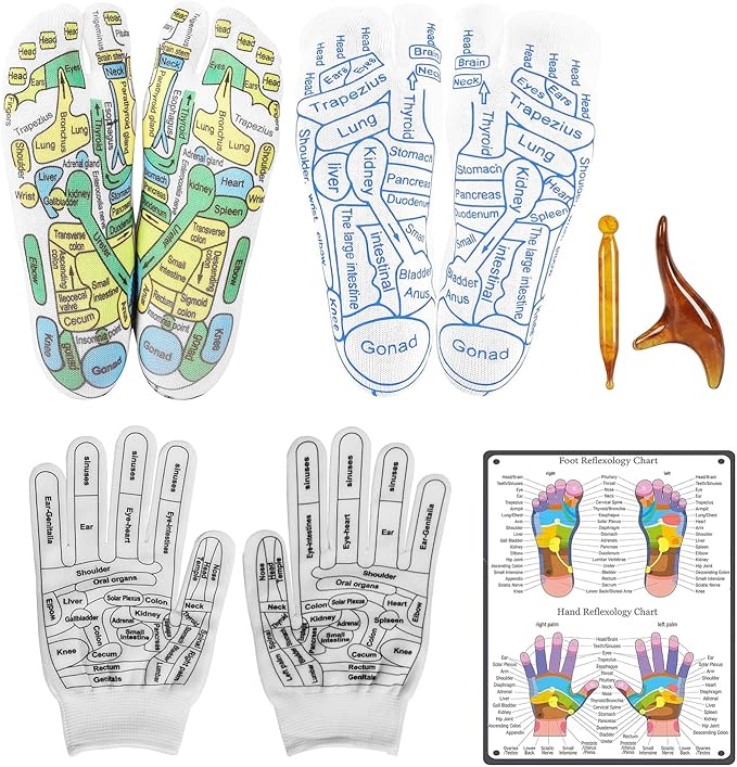 Reflexology Sock with Massage Tools Set, 2 Pairs Socks Acupuncture Trigger Point Foot Pain Relief Remedy Acupoint Birthday Gifts for Men (Men - B Set)