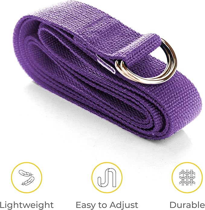 Sunshine Yoga 10-Pack Yoga Strap, 8-Foot Yoga Straps With Anti-Slip D-Ring Buckle, Adjustable Leg Stretching Strap, Exercise Stretch Strap for Muscle and Hamstring Stretch