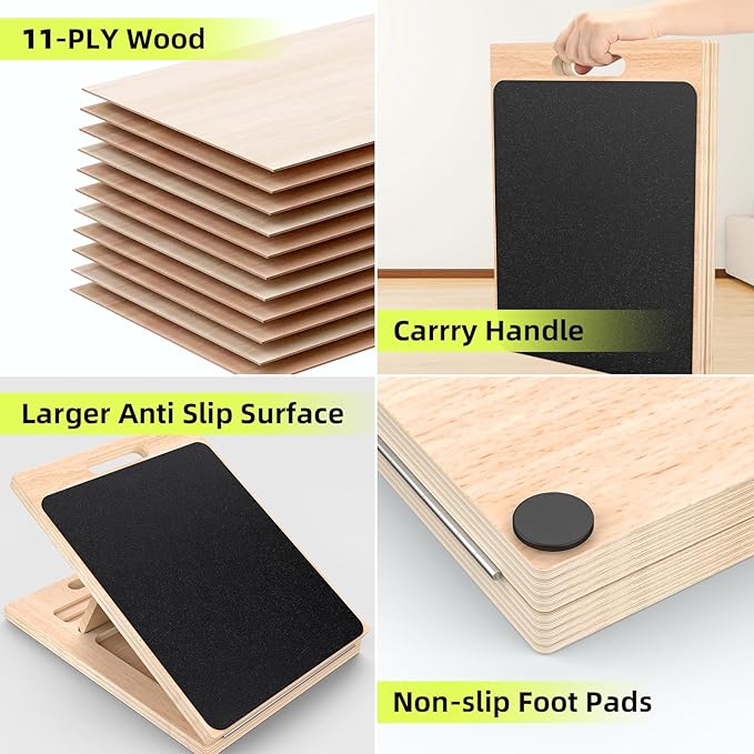 Adjustable Wooden Slant Board for Calf Stretching ,Portable Calf Strecther Incline Board for Knees Ankle Heel Feet Leg,Slanted Board for Physical Therapy
