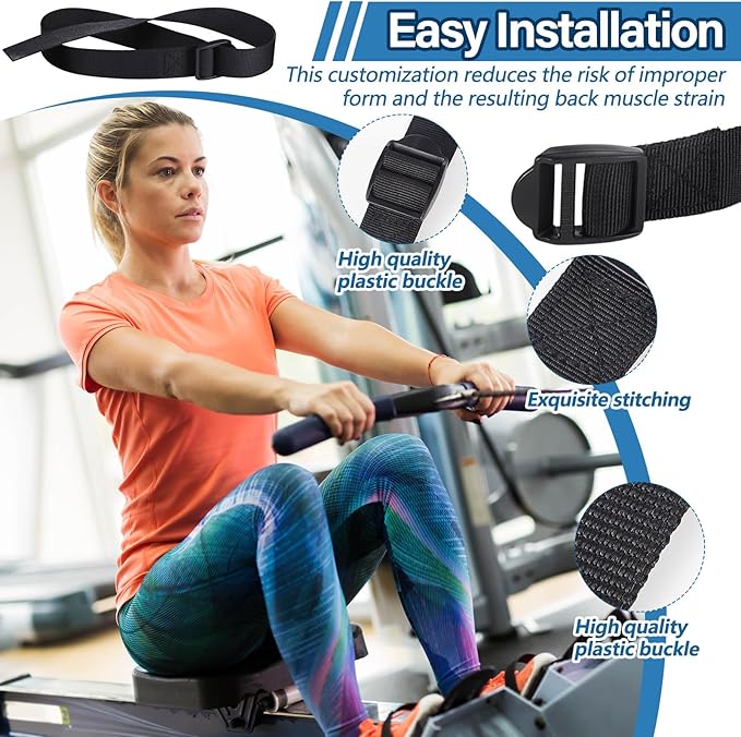 Rowing Machine Adjustable Foot Straps Compatible With Concept 2 Rower Fitness, 4 Pack Replacement Reusable Straps