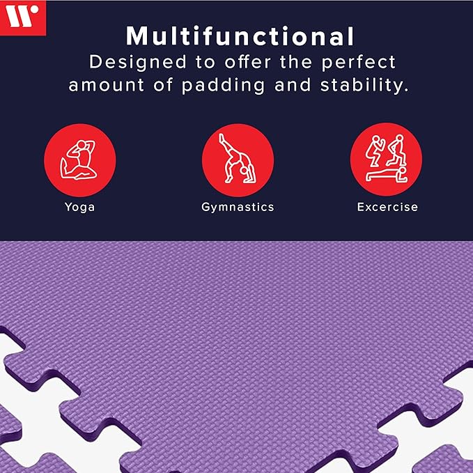We Sell Mats 3/8" Thick Multipurpose EVA Foam Exercise Floor Mat, Interlocking Tiles, Anti-Fatigue for Home or Gym