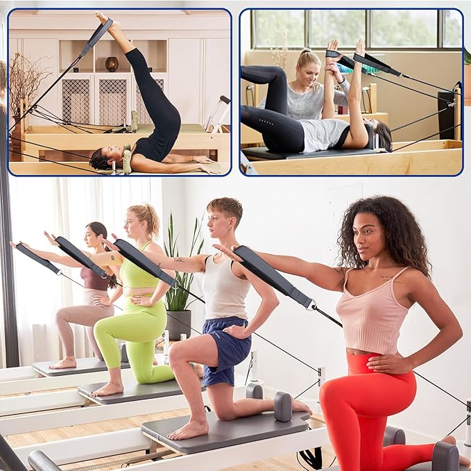 TOBWOLF Pilates Straps - Double Loop D-Ring Straps for Reformer, Padded, Home Gym Workout