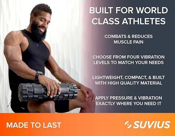 Electric Vibrating Rechargeable Foam Roller - 4 Intensity Levels for Firm Battery-Powered Deep Tissue Recovery, Training, Massage - Therapeutic Back and Muscle Massage Roller