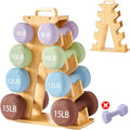 Wooden Dumbbell Rack Stand Gift for Fitness Lovers, Compact A-Frame Weight Holder for 8-15lb Dumbbells, Stylish Space-Saving Organizer for Home Gym (Dumbbell Rack Stand Only)