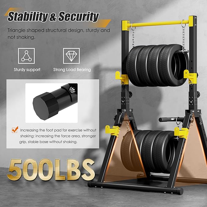 SogesPower Power Tower Pull Up Bar Station, Foldable Pull Up Dip Station Free Standing for Home Gym,Adjustable Pull Up Bar Stand Dip Bar Strength Training Workout Equipment,Triangular Design