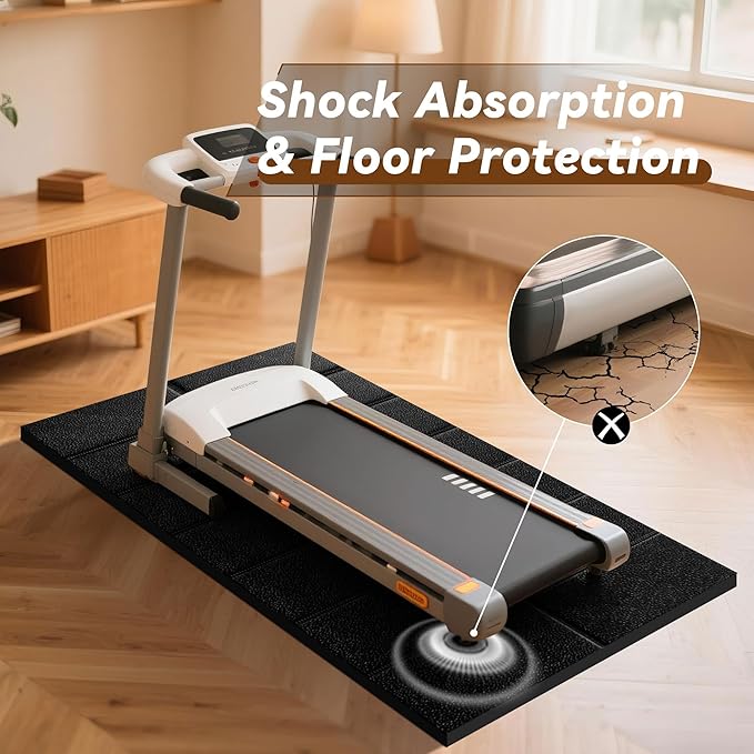 Walking Pad Mat for Carpet, Treadmill Mat for Hardwood Floors, Bike Mats Compatible with Peloton – Non-Slip Exercise Mats, Shock Absorbing & Floor Protection for Home Gym Use (84" Lx 36" W x0.24 Th)
