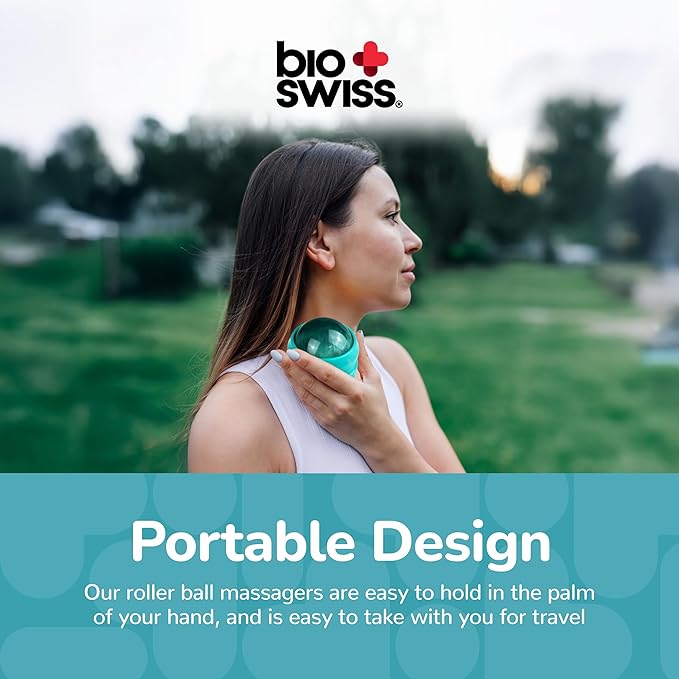 BioSwiss Roller Ball Massager, Handheld Full Body Massage Tool for Back, Legs, and Muscles
