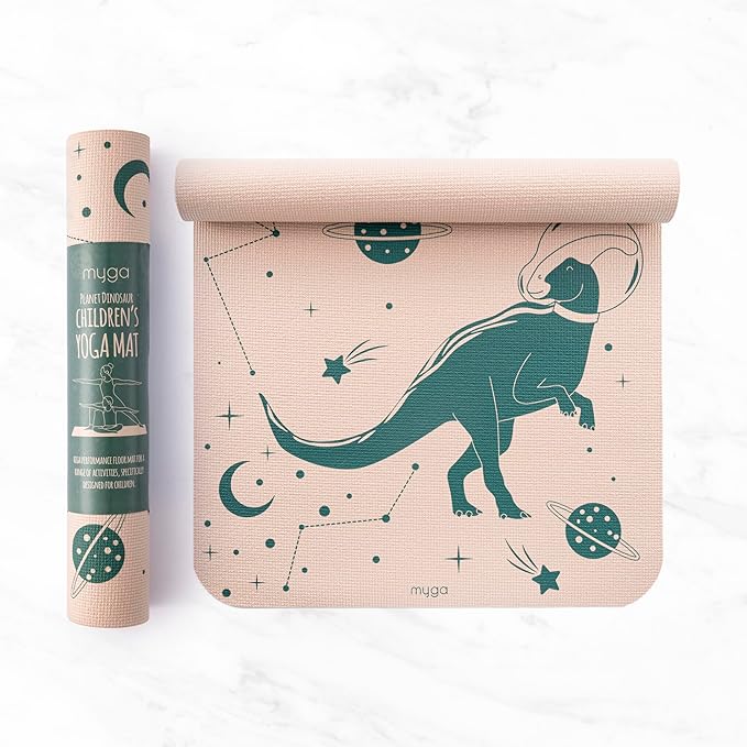 Myga Silk Print Kids Yoga Mat,Non-Slip Yoga Mat for Childrens Exercise, Fitness, Yoga and Mindfulness Lightweight, Easy Clean Play Mat for Girls and Boys