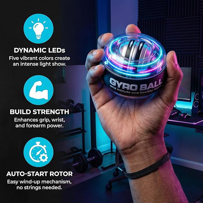 2026 Upgraded Torque Ball Wrist Exerciser, Auto-Start Gyroscopic Forearm & Hand Strength Trainer, Resistance Training Tool