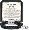 LUXEJEW Gifts for Men - Beaded Leather Bracelet 6mm Matte Agate Stone Bracelets for Men Dad Son Husband Boyfriend Grandpa Grandson Brother Uncle Nephew Adjustable Magnetic Clasp