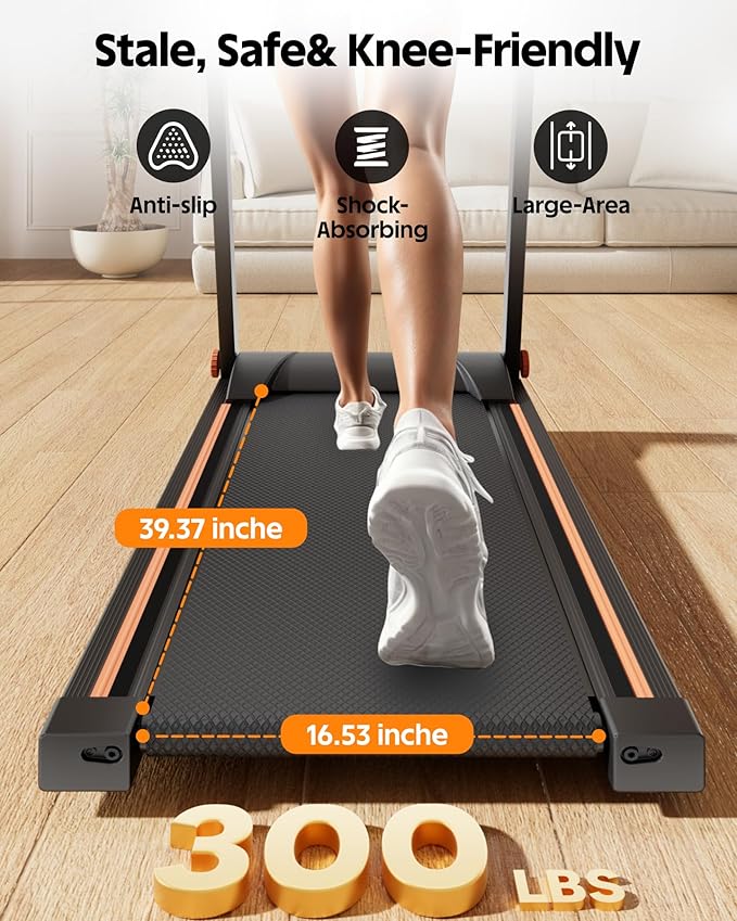DeerRun Foldable Treadmill for Home with 5% Manual Incline and Handlebar, 0.6–7.5 MPH for Walking and Running, 3.0 HP, 300 lb Capacity, App & Remote Control