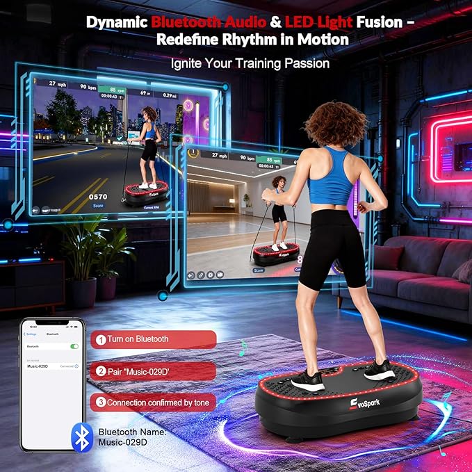 Vibration Plate Exercise Machine, 2026 EvoSpark Dual Motor Vibration Plate for Lymphatic Drainage, 3D & 4D Whole Body Vibration Plates for Weight Loss, Shaker Workout Equipment for Women Men Home