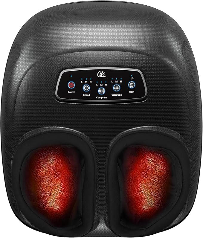CILI Foot Massager with Heat,Heated Feet Massager for Plantar Fasciitis & Neuropathy Pain Relief, Deep Kneading Vibration Compression